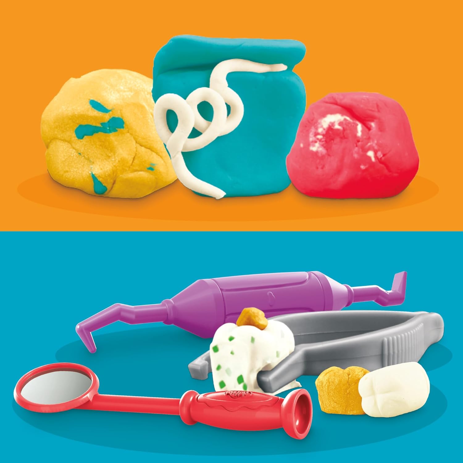 Play-Doh Dentist Dr. Drill ‘n Fill Toy Set for Children Aged 3+ with Caries Clay and Metal Coloured Clay, 10 Modelling Tools, 8 x 56g Tubs – Bild 9