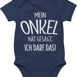Shirtracer – Statement Sayings Baby – Mein Unkel hat gesagt ich darf das – Baby Bodysuit Short-Sleeved for Boys and Girls