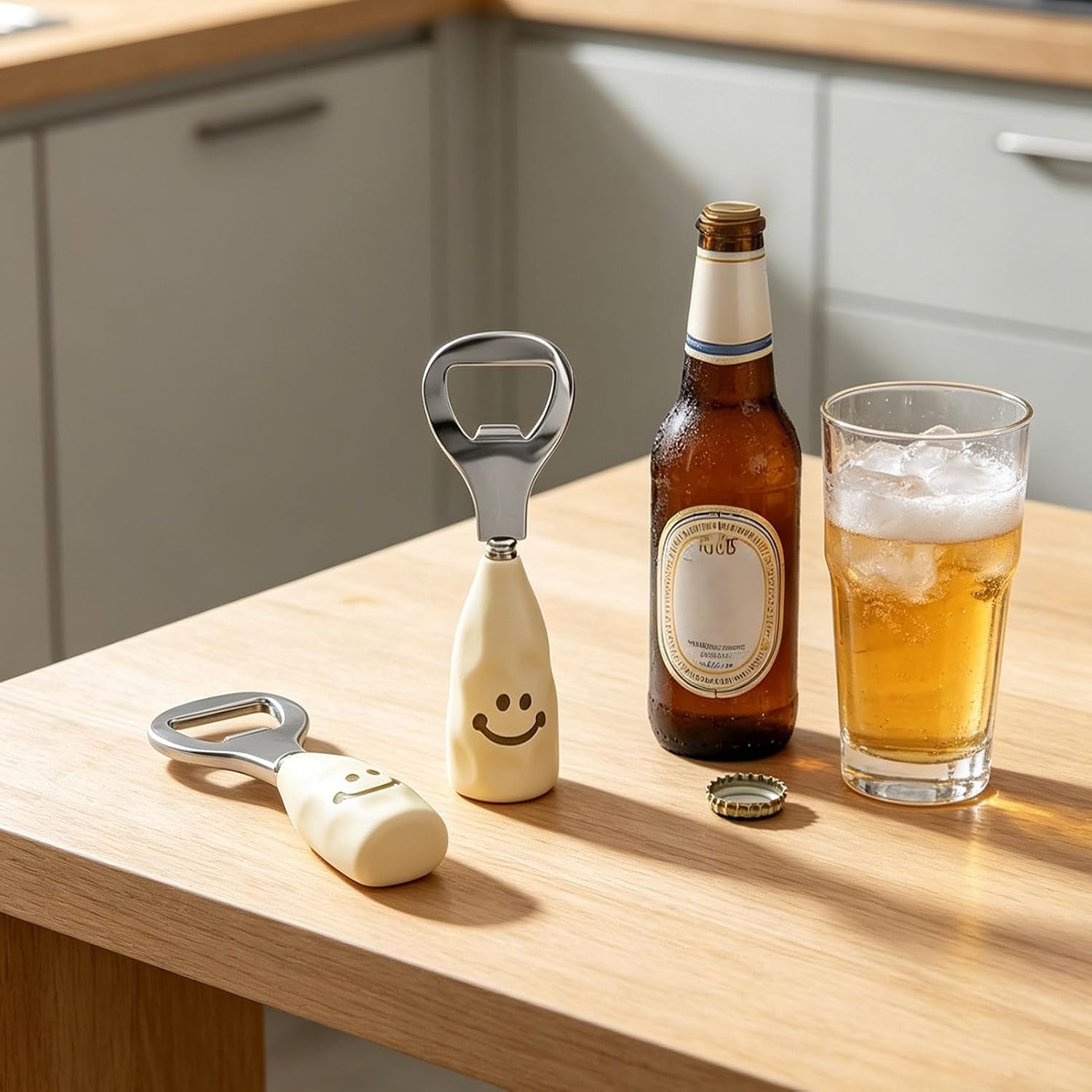 Bottle Opener, Smiley Beer Bottle Opener, Stainless Steel Bottle Opener, Funny Beer Opener for Drinks, Cider, Bar, Home Gadgets, Beer Mortar for Men Gifts, Beer Gifts for Men (A) – Bild 5