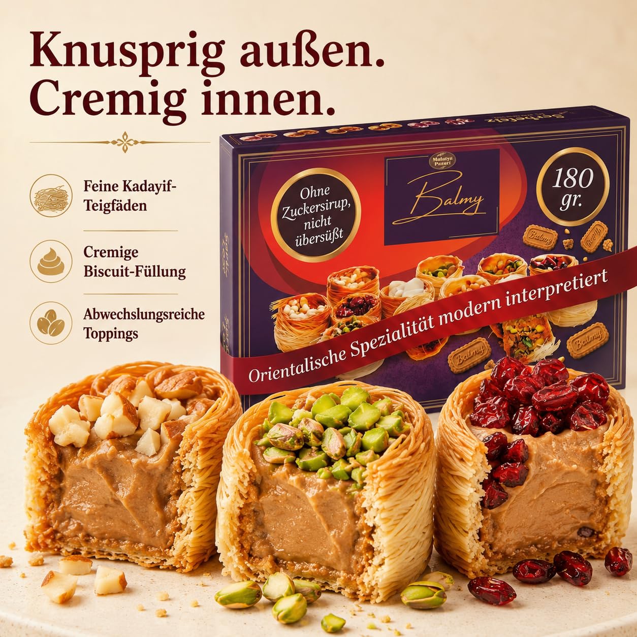 Balmy Kadayif Baklava Style Biscuit Cream & Nuts 180g – Bild 2