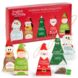 ETS - Organic Winter Tea Box "Merry Christmas Party", Tea Gift, Secret Santa Gift, 10 Tea Figures
