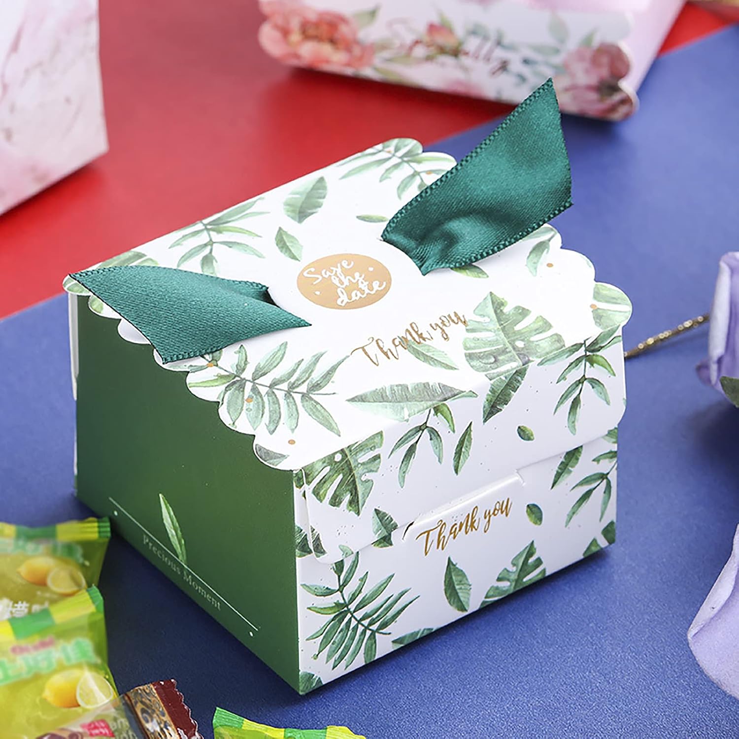 Small Gift Box, Pack of 50 Wedding Favours, Paper Candy Boxes, Candy Box for Party, Wedding, Christmas, Halloween, Birthdays (Green) – Bild 3