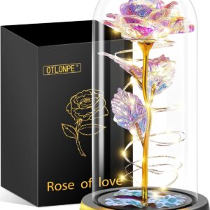 Otlonpe Gifts for Women, Eternal Glass Rose, Personalised Birthday Gift for Women, Girlfriend, Mum, Grandma, Wife, Valentine’s Day, Christmas, Mother’s Day