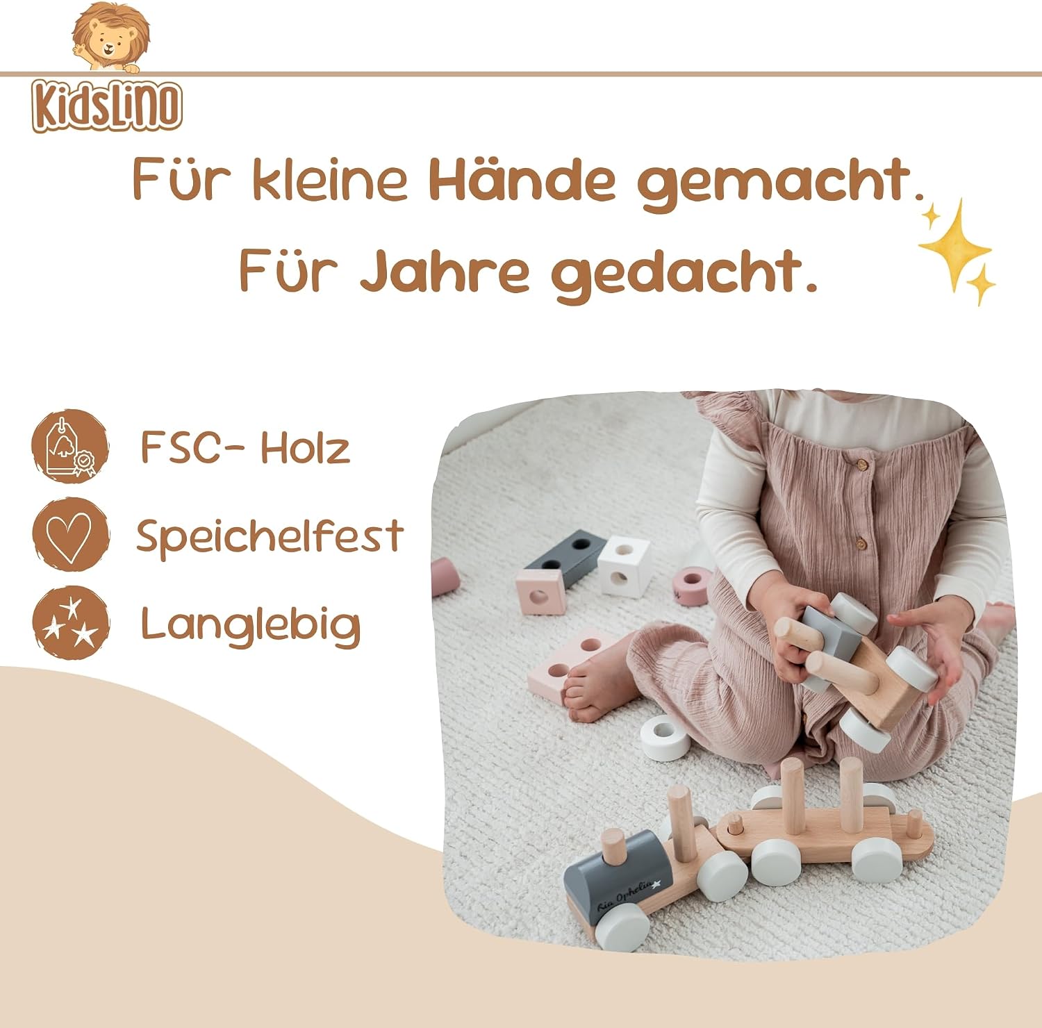 Personalised Wooden Train Pink - Personalised Gifts Baby | Plug Toy | Gift for Birth Girl | Wooden Train with Name & Birth Data - Label Label – Bild 5