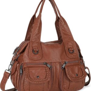 VINBAGGE Damen Handtasche Große Schultertasche PU Leder Henkeltasche Frauen Weiches Hobo Tasche Umhängetasche für Reisen Schule Shopping Mädchen