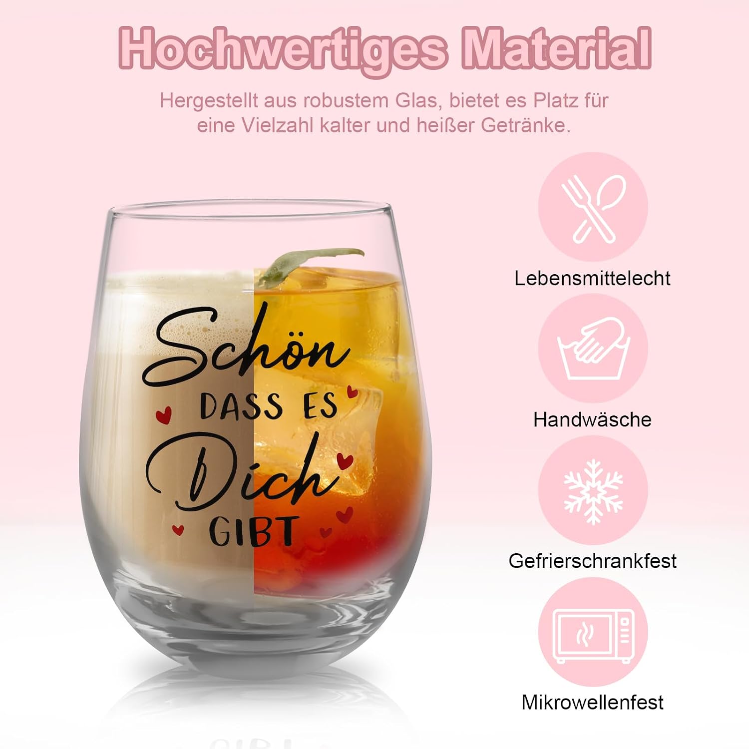 TUZELIYA Gifts for Girlfriend - 19 oz / 550 ml Wine Glasses Birthday Gift for Women - Personalised Gifts for Best Friend - Thank You Gift - Gift Ideas for Women Colleague Mum – Bild 4