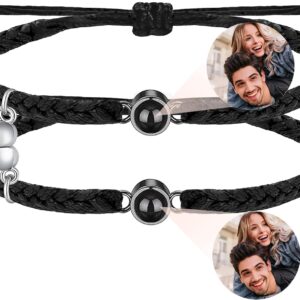 Easycosy Personalised Projection Bracelet with Photo and Image in Stone, Customised Photo Bracelet with Own Photo, Christmas Gifts for Women, Men, Girlfriend, Mum, Dad