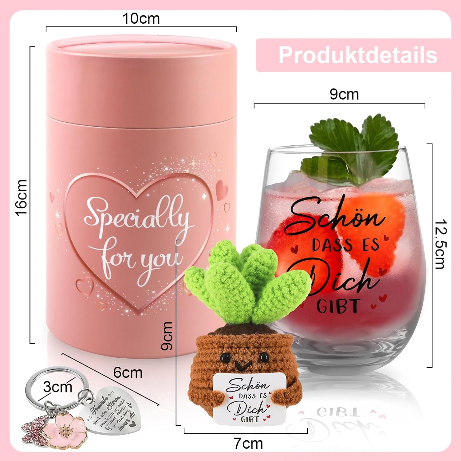 TUZELIYA Gifts for Girlfriend - 19 oz / 550 ml Wine Glasses Birthday Gift for Women - Personalised Gifts for Best Friend - Thank You Gift - Gift Ideas for Women Colleague Mum – Bild 3