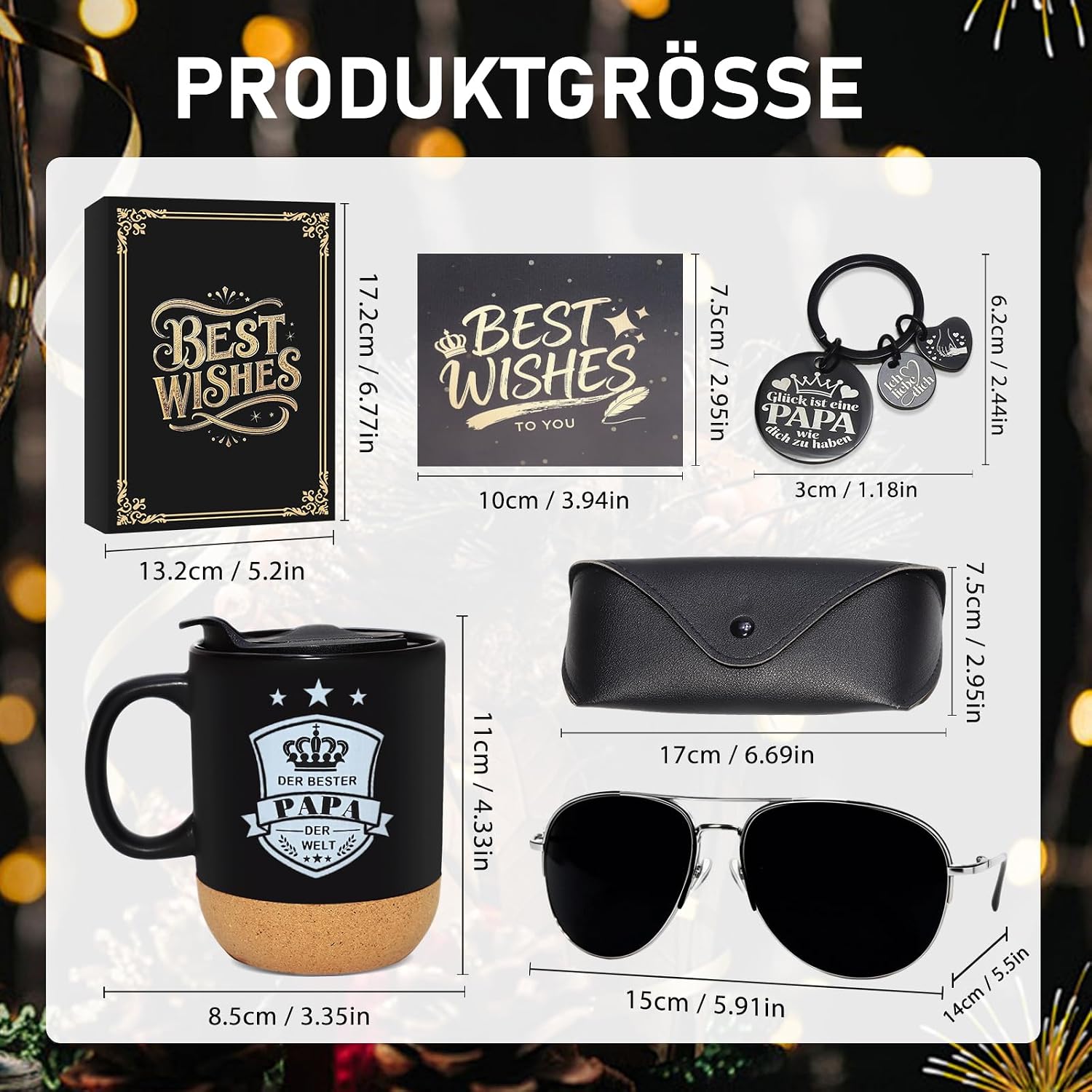 Personalised Father's Day Gift for Dad, Best Dad Gifts with Cup Sunglasses Glasses Case Keyring Father's Day Greeting Card, Gift Father's Day, Christmas Gifts for Men – Bild 2