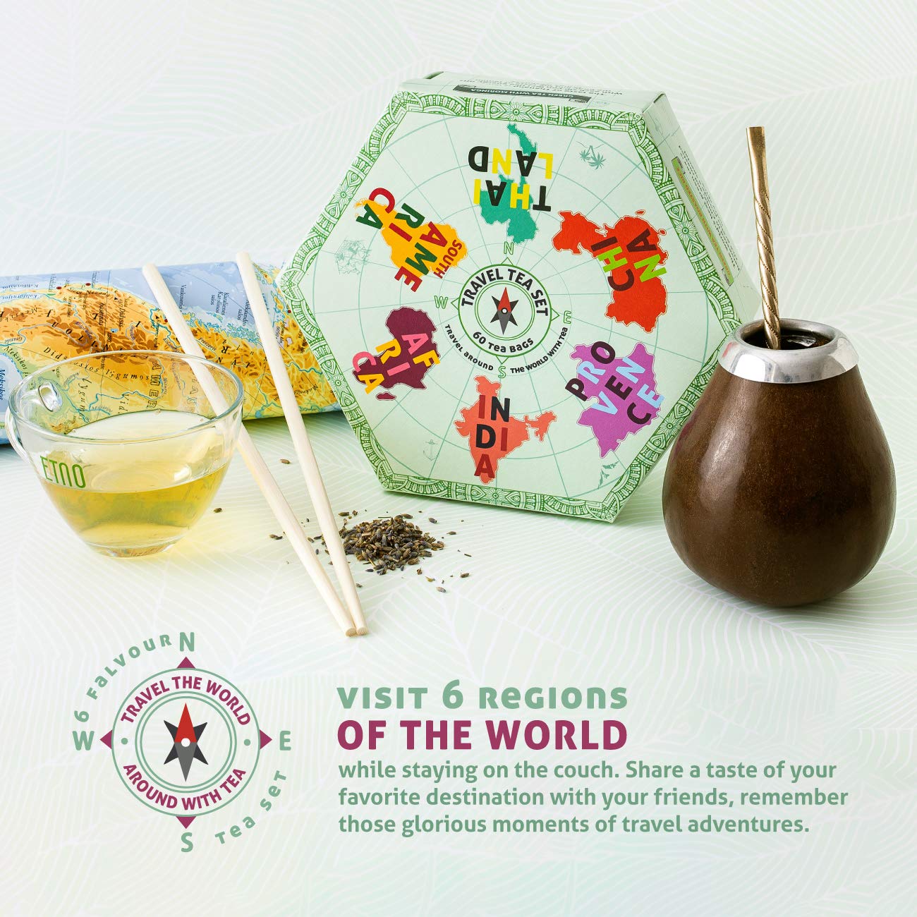ACORUS Travel Tea Set – World Tour of Your Dreams with a Selection of Teas You Have Never Tasted Before, Natural Tea Gift Set, Herbal Tea, Fruit Tea, Tea Box with 60 Tea Bags – Bild 4