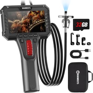 KAIWEETS Endoscope Camera with Light, 6.5 mm Two-Way 210° Rotatable for Car