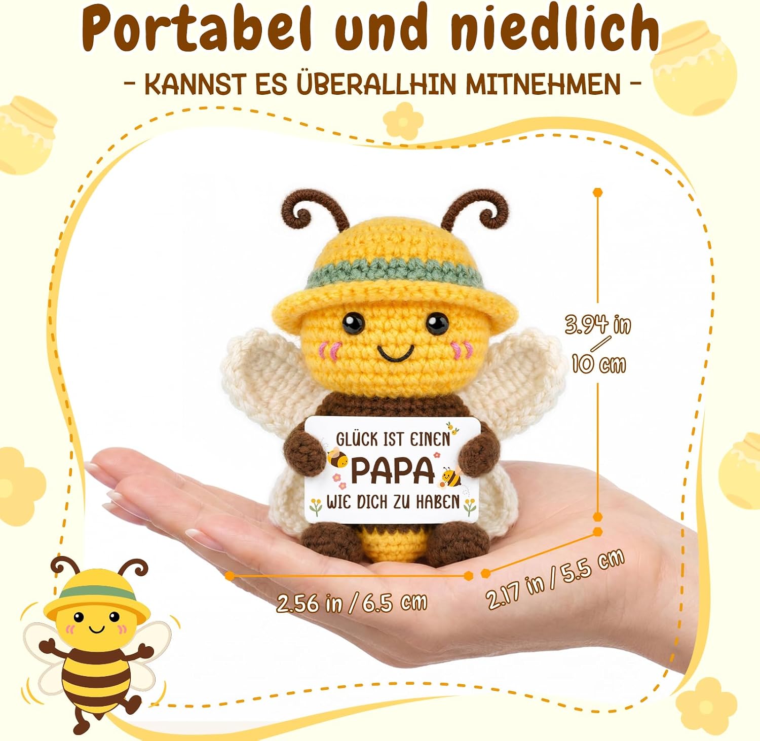 Gifts for Dad, Positive Hand Crocheted Bee Figures – Bild 4