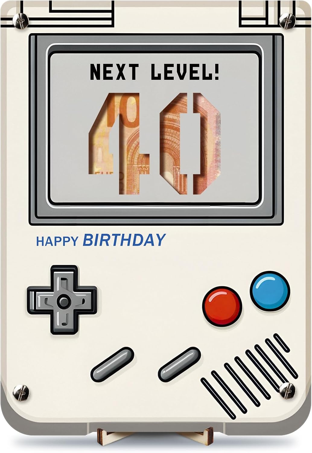 XL 40th Birthday Women Men Money Gifts, 40th Retro Wooden Game Console with Greeting Cards, Funny Games Gift for 40th Birthday Man Woman - Next Level! 40