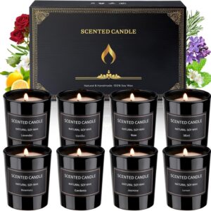 DsclaPrivatsphäre Scented Candles Gifts for Women, 8 Pack 96.4 g Candle Set, Natural Soy Wax, Aromatherapy Candles for Birthday, Christmas Gifts