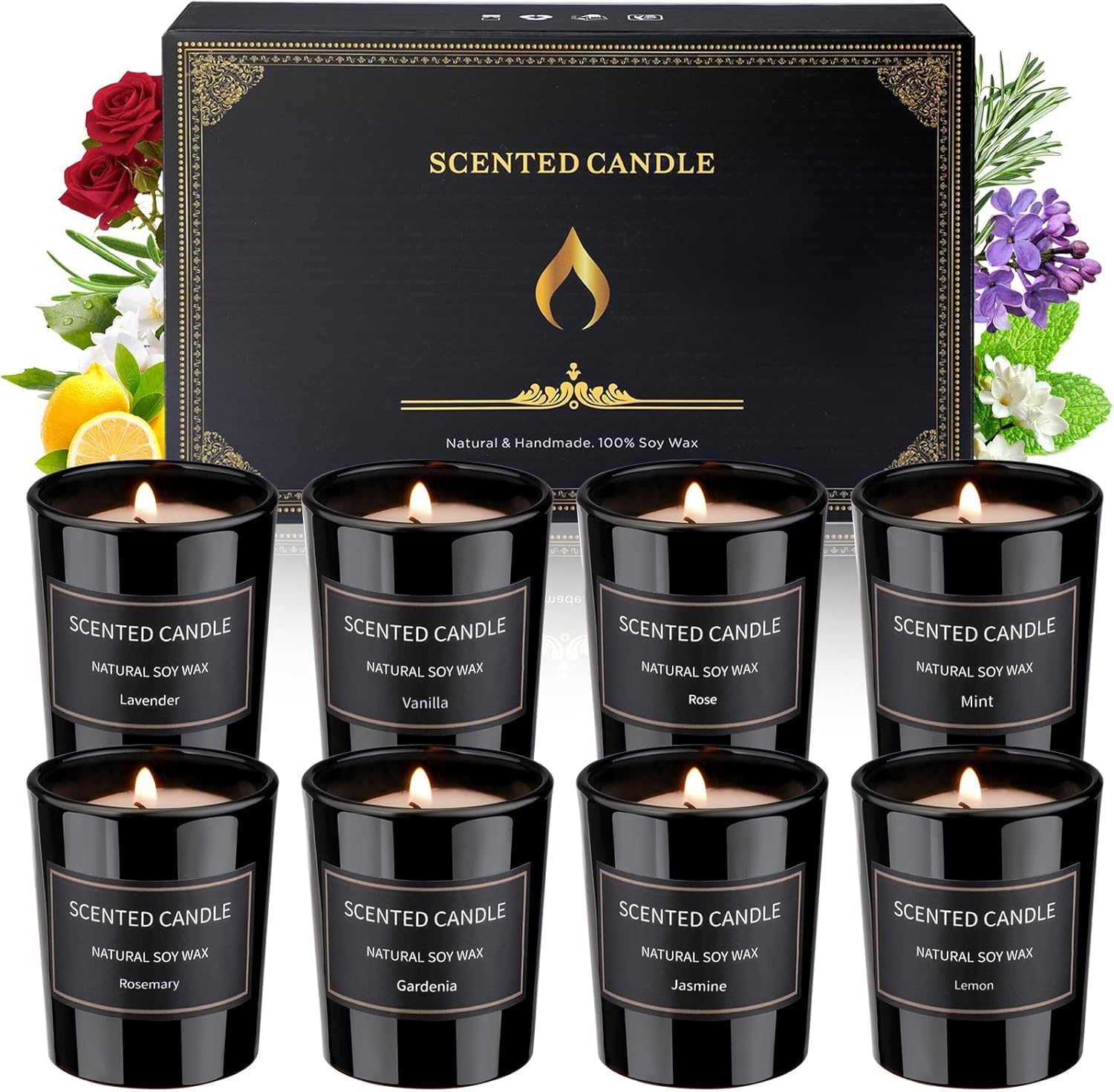DsclaPrivatsphäre Scented Candles Gifts for Women, 8 Pack 96.4 g Candle Set, Natural Soy Wax, Aromatherapy Candles for Birthday, Christmas Gifts