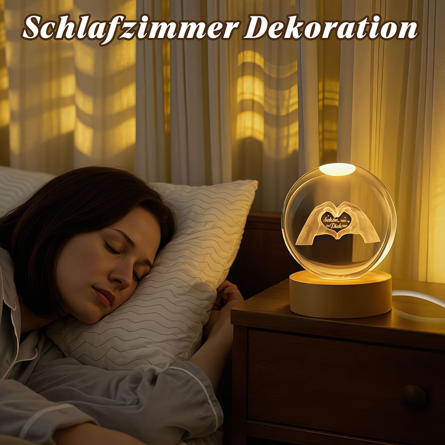 TUZELIYA Schön Dass Es Dich Gibt Crystal Glass Ball Gifts for Women Girlfriend Wife Mum Grandma Thank You Gift Personalised Gift for Birthday Wedding Christmas – Bild 6