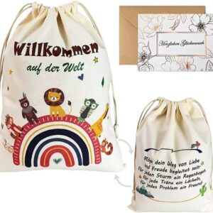 Seutgjie Gift Bag Birth Gifts Wrapping Paper Baby Christening Colourful with Greeting Card Baby Gifts Packaging for Boys Girls Pregnant Mothers