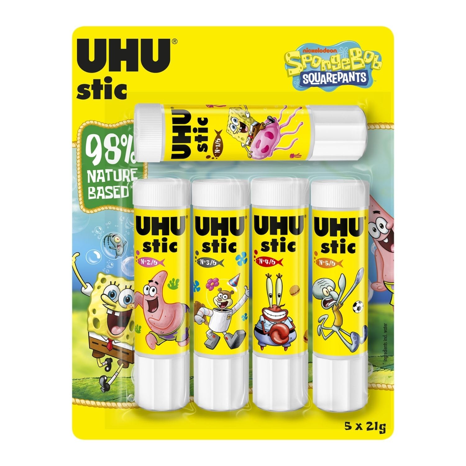 UHU stic Glue Stick BTS 2026 SPONGEBOB 5 x 21 g
