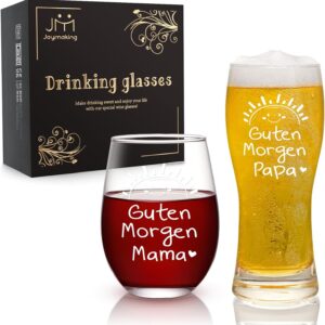 Joymaking Wine Glass and Beer Glass Gifts for Dad, Mum, Parents Gift, Mother’s Day, Father’s Day, Dad and Mum Glass Set