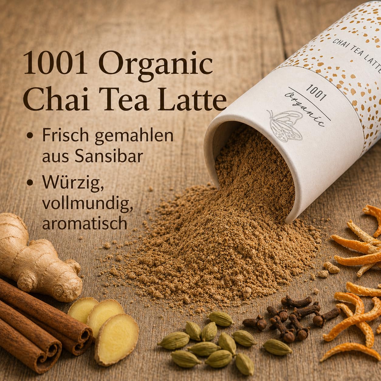 1001 Organic Chai Tea Latte 40 g - Chai Latte Spice Mix from Zanzibar - Chai Spice with Turmeric, Ginger, Cinnamon - Spice for Tea, Coffee, Smoothies, Baked Goods – Bild 7