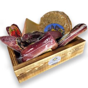BAVAREGOLA South Tyrol XXL Gift Box with 8 South Tyrolean Specialities - Gift Basket Filled with Bacon, Cheese, Salami, Pancetta & Ham - Treats Gift for Men and Women