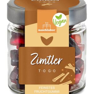 Vegan Cinnamon Gummy Bears 120 g Alcohol-Free and High-Quality Christmas Fruit Gums Cinnamon To Go Vegan Sweet Vegan Delicatessen Gift for Christmas Vegan Fruit Gummies in Gift Jar