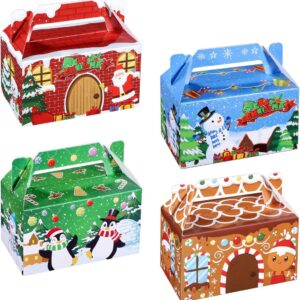 HEMOTON Christmas Party Gift Boxes 3D Christmas House Cardboard Gift Box Cardboard Gift Box Candy Goodie Cookie Box for Holiday Treats 15.5 x 9 x 9 cm