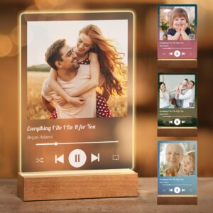 Maverton Spotify LED Acrylic Glass with Photo, Photo Gift with Scannable QR
