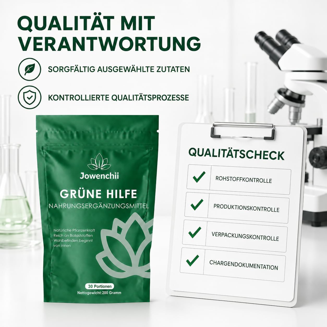 Green Detox Powder, Green Superfood Powder Helper - Vegetable Blend with Matcha, Barley Grass, Spirulina & Wild Blueberry | Vegan Digestive & Energy Booster – Bild 4