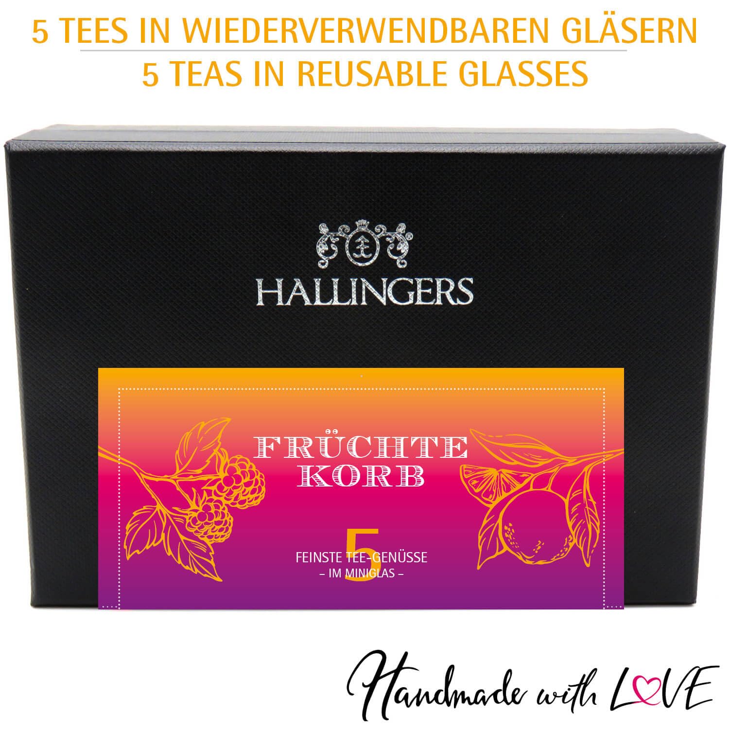Hallingers Genuss Manufaktur Tea Gift Set - 5 Varieties Premium Loose Tea Tasting Set in Elegant Gift Box with Recipe Booklet "Fruit Basket", Gift Idea for Men and Women – Bild 5