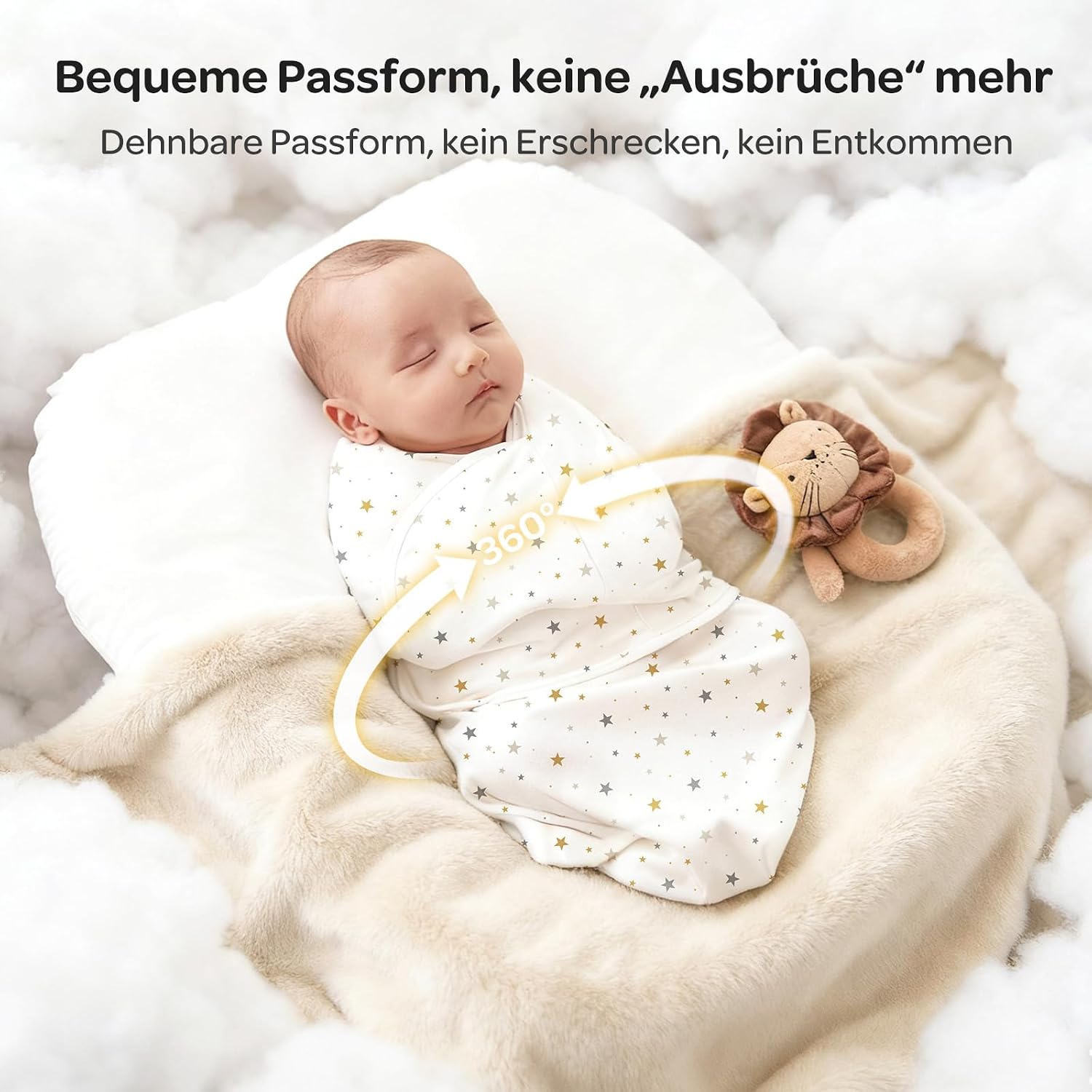 Momcozy Baby Swaddling Bag 0-3 Months Bamboo Pack of 2 Geometry and Stars – Bild 7