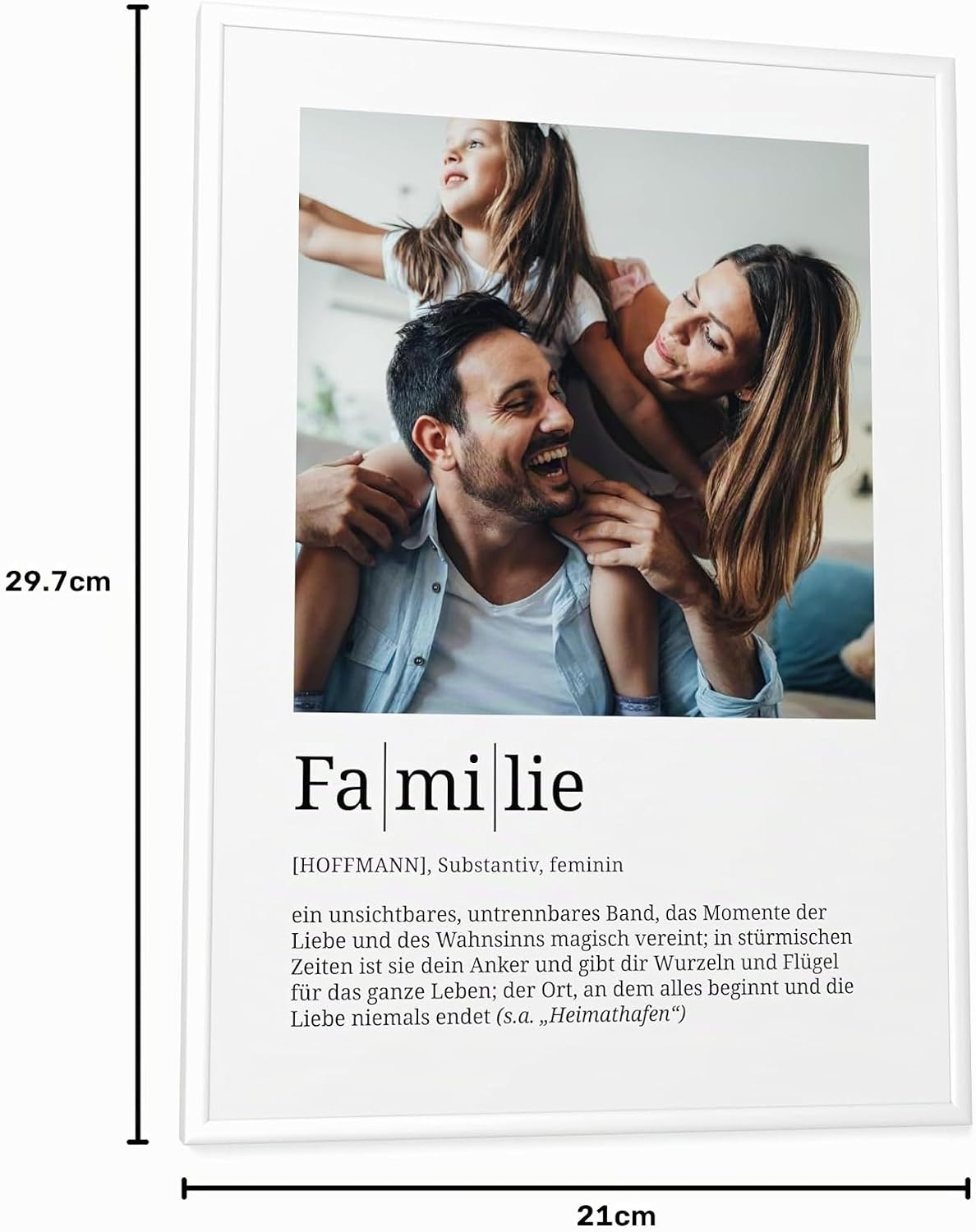 Papierschmiede Personalised Gifts Family, Definition with Photo in DIN A4 (21 x 30 cm) Frame Selectable Ready Framed, Personal Picture as a Gift for Mother's Day, Father's Day, Christmas, Birth – Bild 10