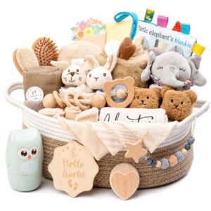 Baby Gift 30-Piece Gift Basket for Newborn, Khaki