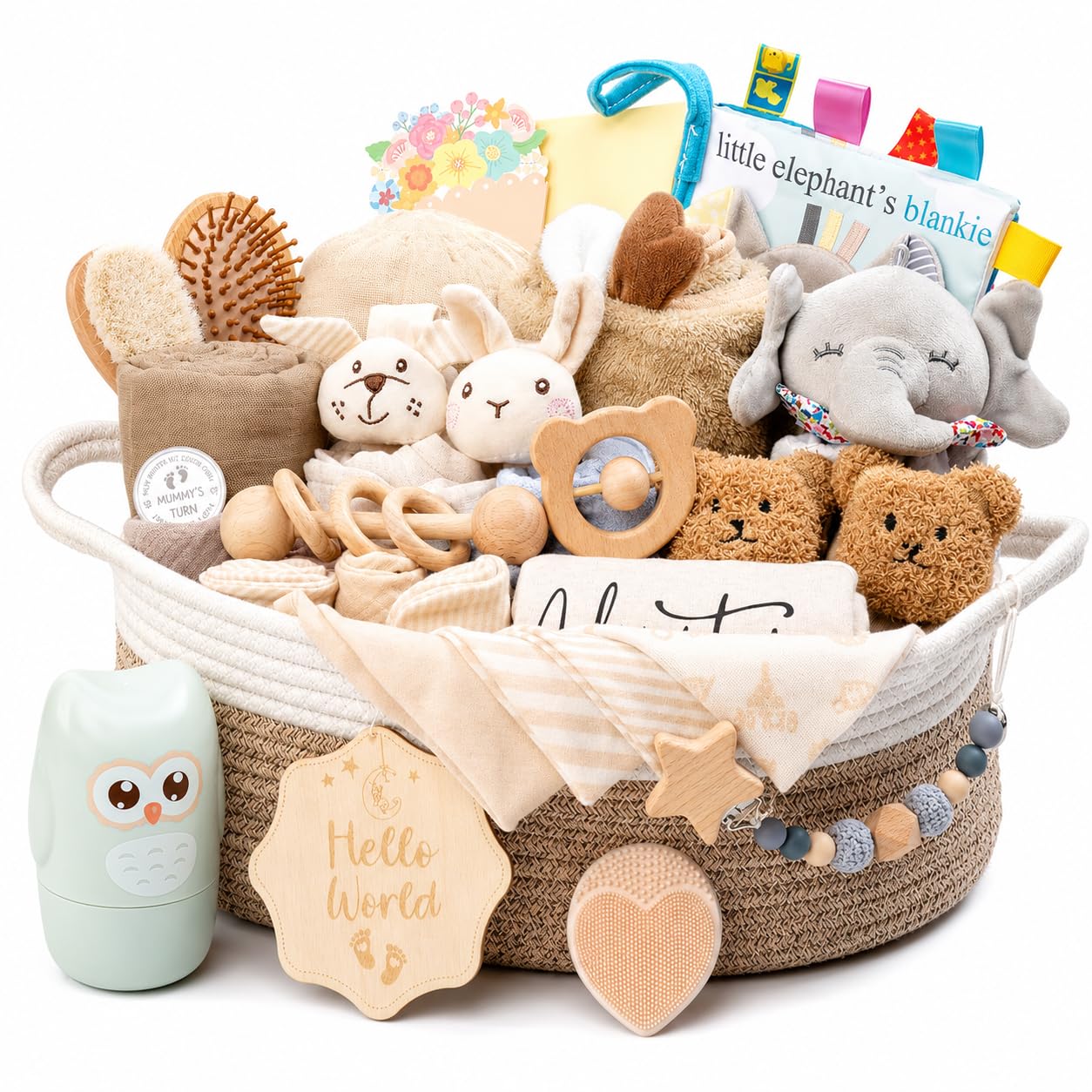 Baby Gift 30-Piece Gift Basket for Newborn, Khaki