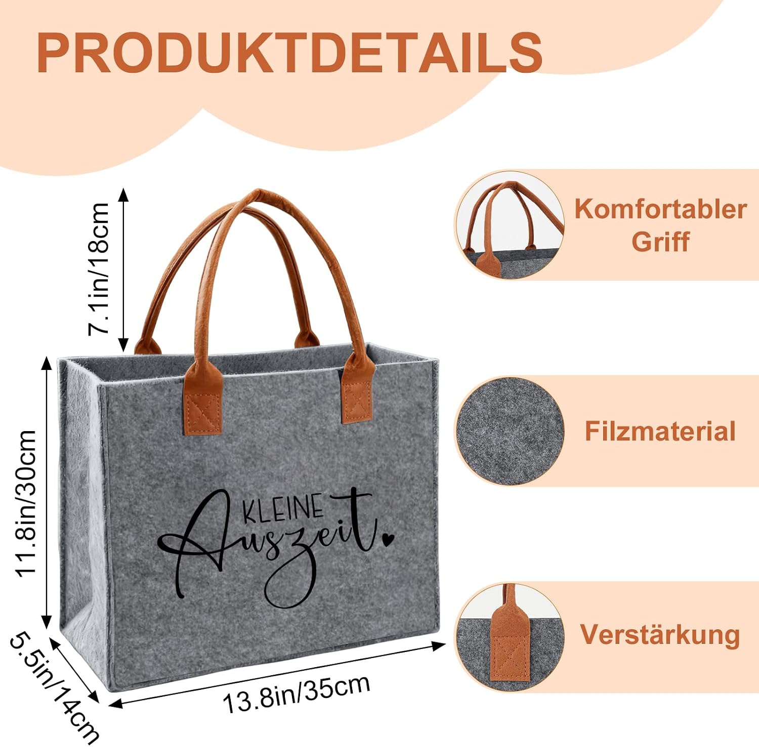 Ysound Gifts Women Felt Bag, Felt Shopper Bag for Woman Man – Bild 4
