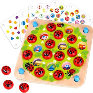 Nene Toys Children’s Ladybird Garden, Wooden Memory Game for Children Aged 3, 4, 5 Years With 10 Funny Patterns, Educational Toy, Boosts Memory and Cognitive Skills
