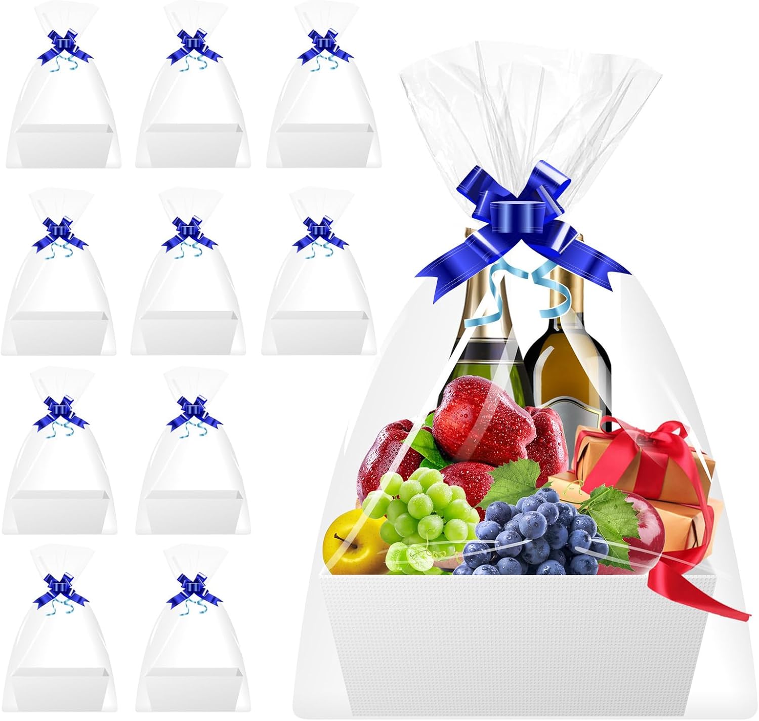 Gift Basket Empty Cardboard Set of 10 Large Gift Baskets with Handle White