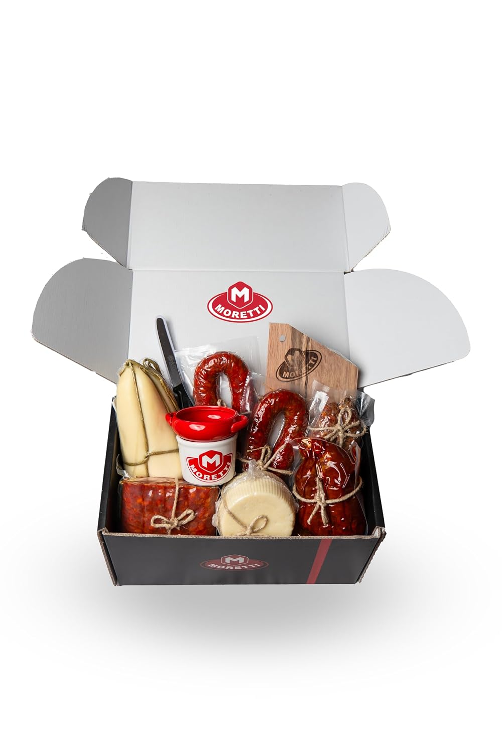 Moretti Handmade Gift Basket with Sausages and Cheese - Perfect for Christmas Gifts 2024, Summer Picnics and Aperitifs - Includes Gifts (Gift Basket from Calabria)