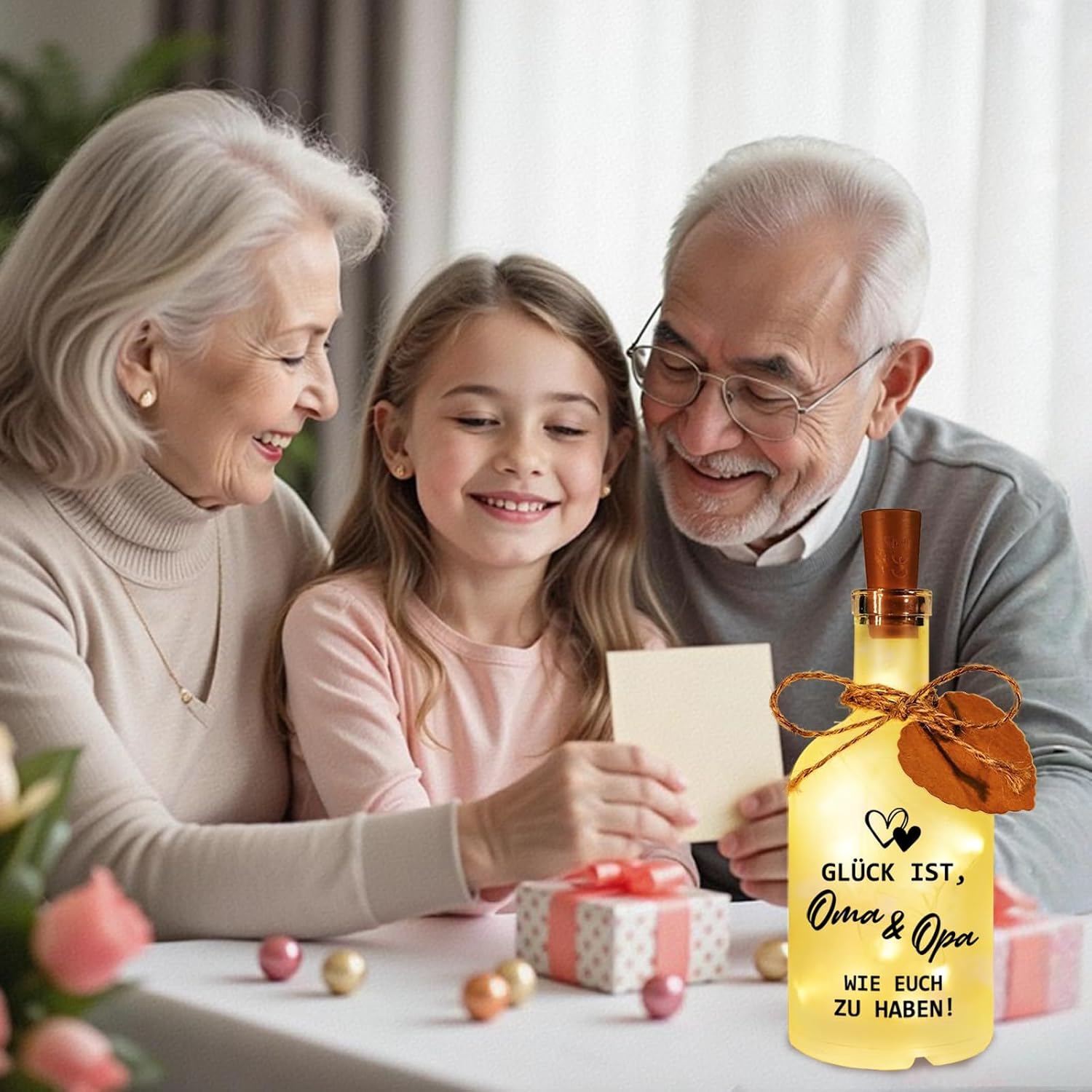 Grandma and Grandpa Gift Birthday LED Bottle Light – Bild 3
