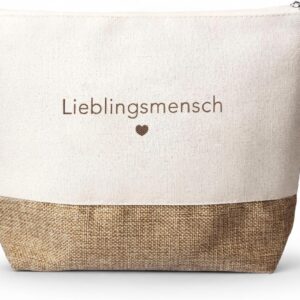 Gifts for Girlfriend – Cosmetic Bag, Makeup Bag Gift Idea for Best Friend, Mum, Sister or Lover, Birthday Women, beige, Lieblingsmensch-N