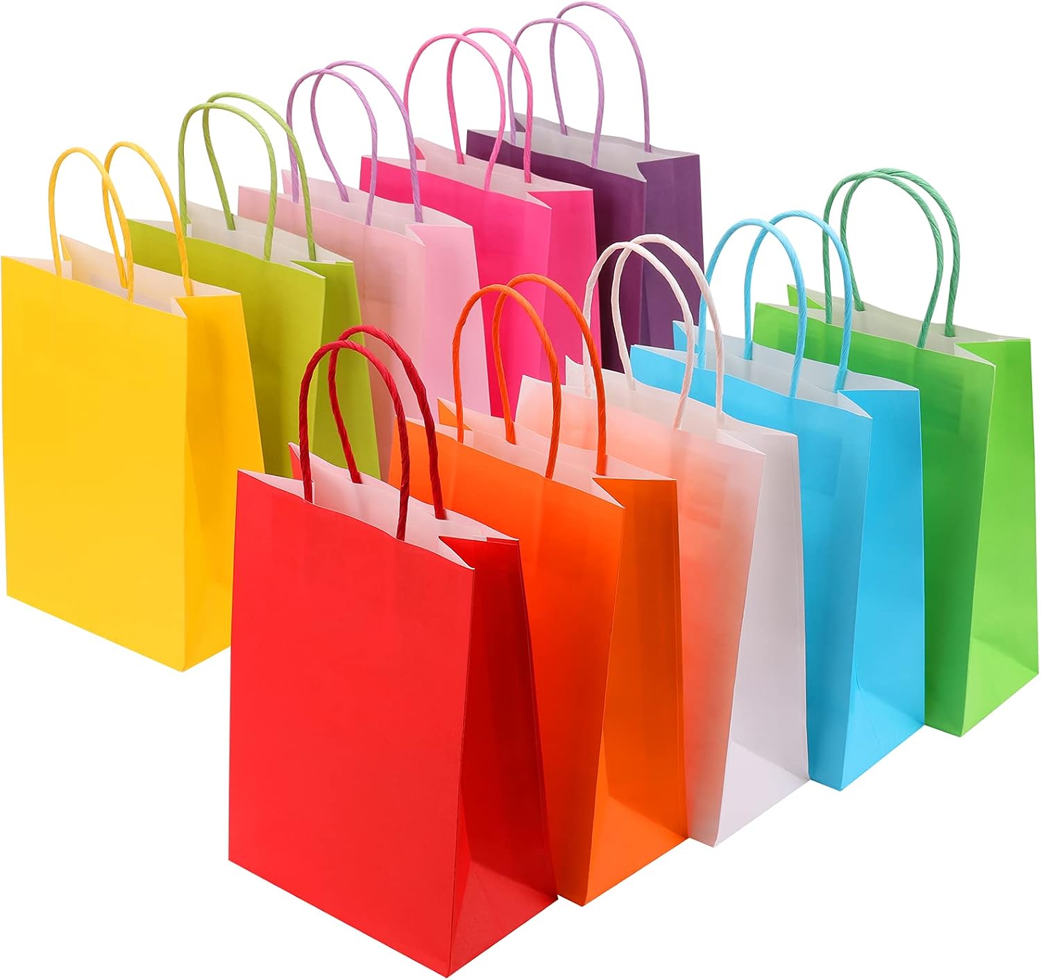 Pack of 30 Colourful Paper Bags, Gift Bags, Toy Candy Bags with Handle, Kraft Paper Bags for Children's Birthdays, Weddings, Christmas Parties (15 x 8 x 21 cm)