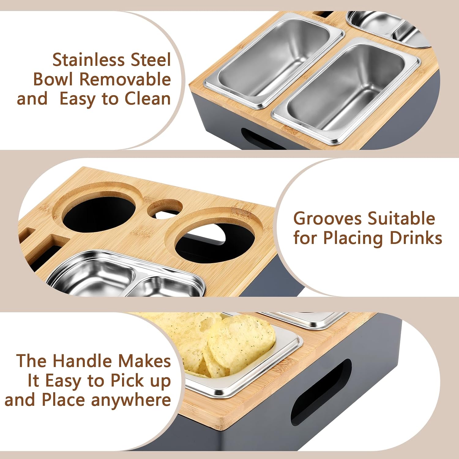 Coffee Bar Snack Box with Stainless Steel Snack Bowls with Removable Lid – Bild 4