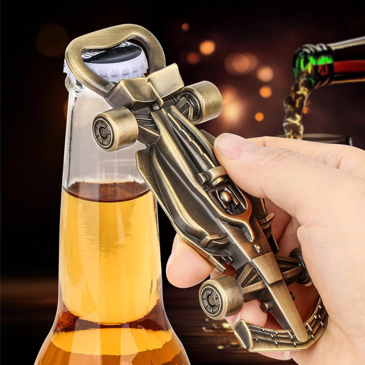 Racing Car Gift, Racing Car Bottle Opener, Unique Beer Gift for Men, Men Gifts, Christmas Gifts, Father's Day Gift, Birthday Gift for Racing Car Fans Bronze – Bild 2