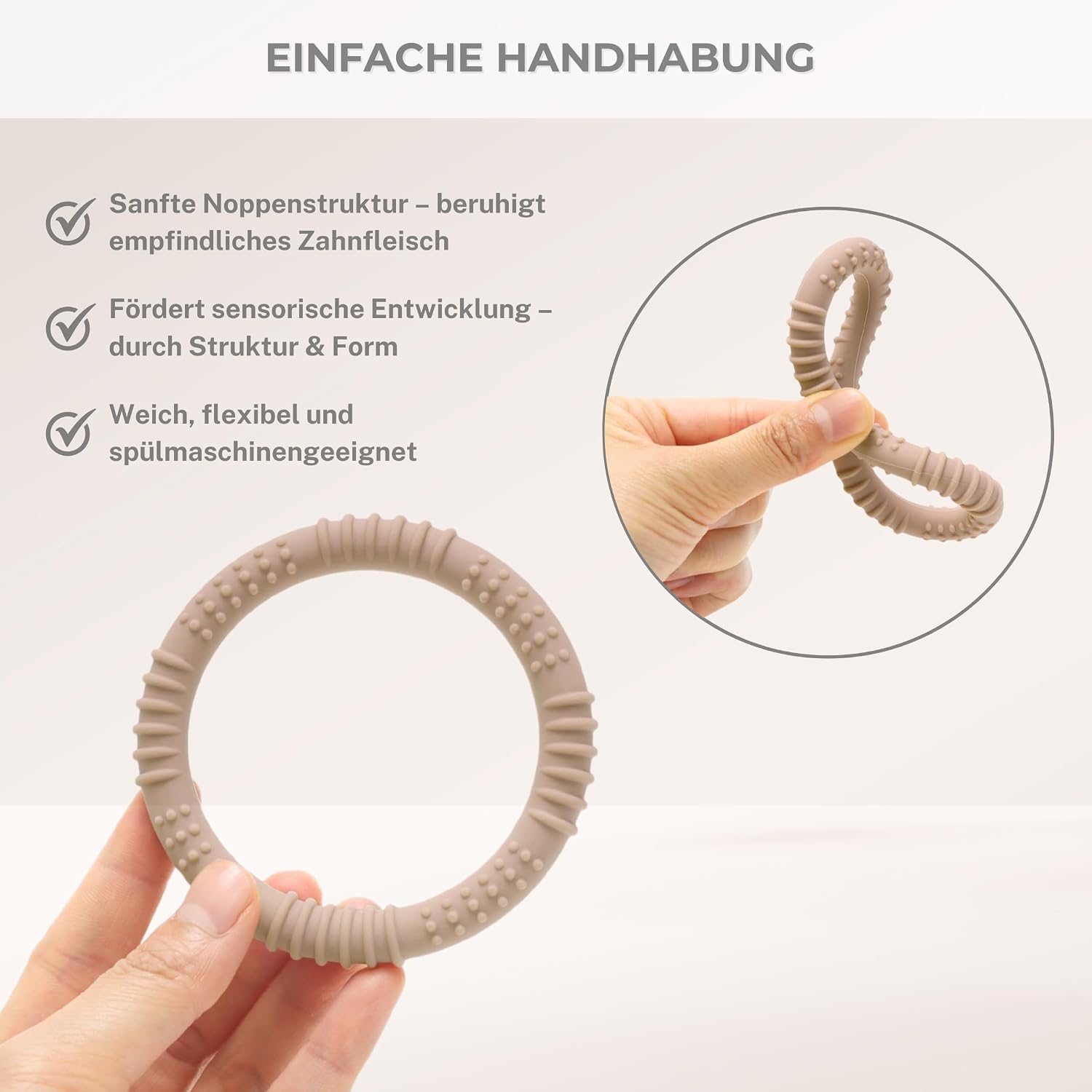 CAJA Teething Ring Baby Set of 3 Teething Aid Teething Toy and Baby Toy – Bild 3