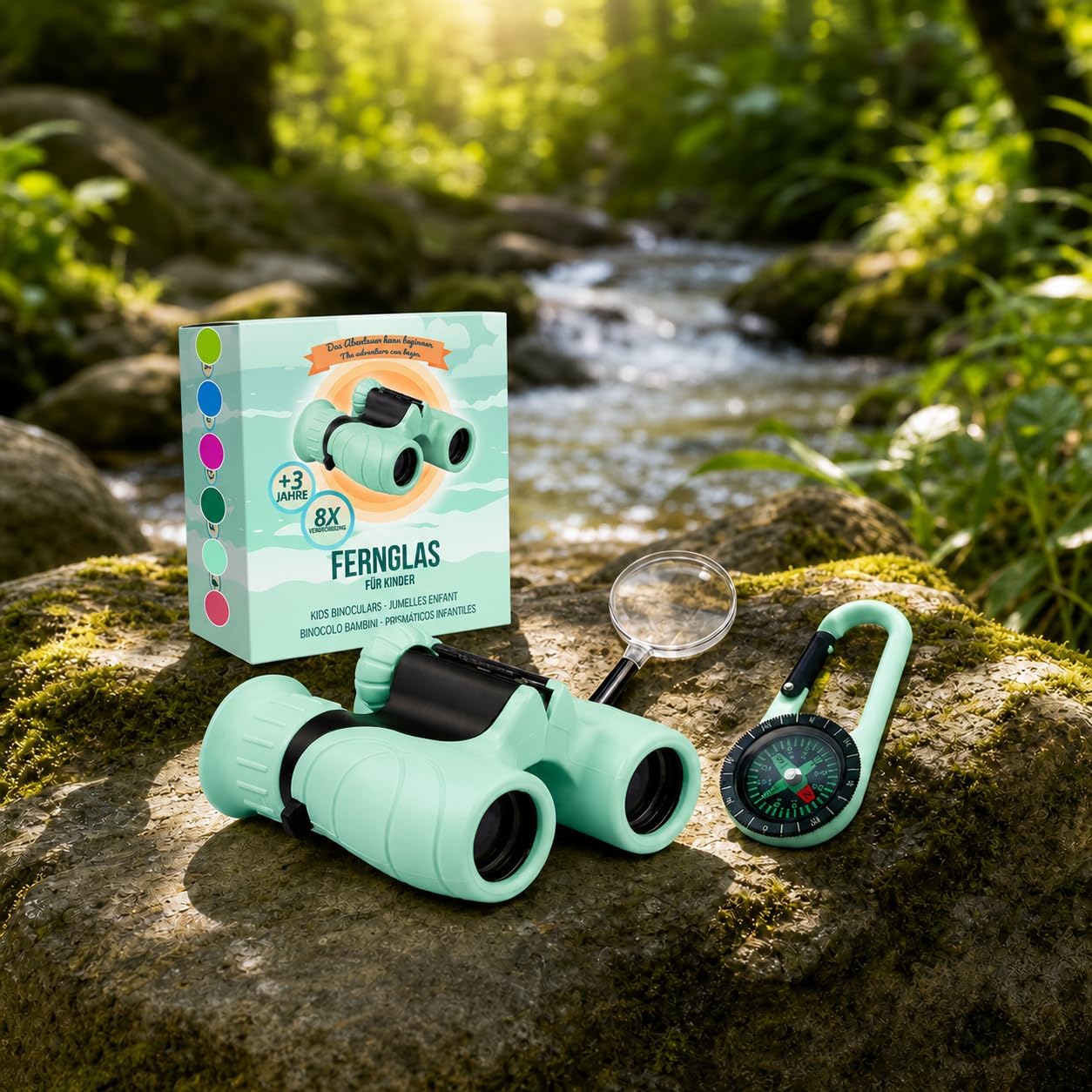 Binoculars for Children - Ideal Gift for Boys and Girls - Strong Magnification 8 x 21 - Comprehensive Set Including Magnifier & Compass - Toy for Children 3-12 Years – Bild 9
