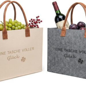 Pack of 2 Personalised Felt Bag, Felt Shopper Tote Bag, Gift Felt Bag
