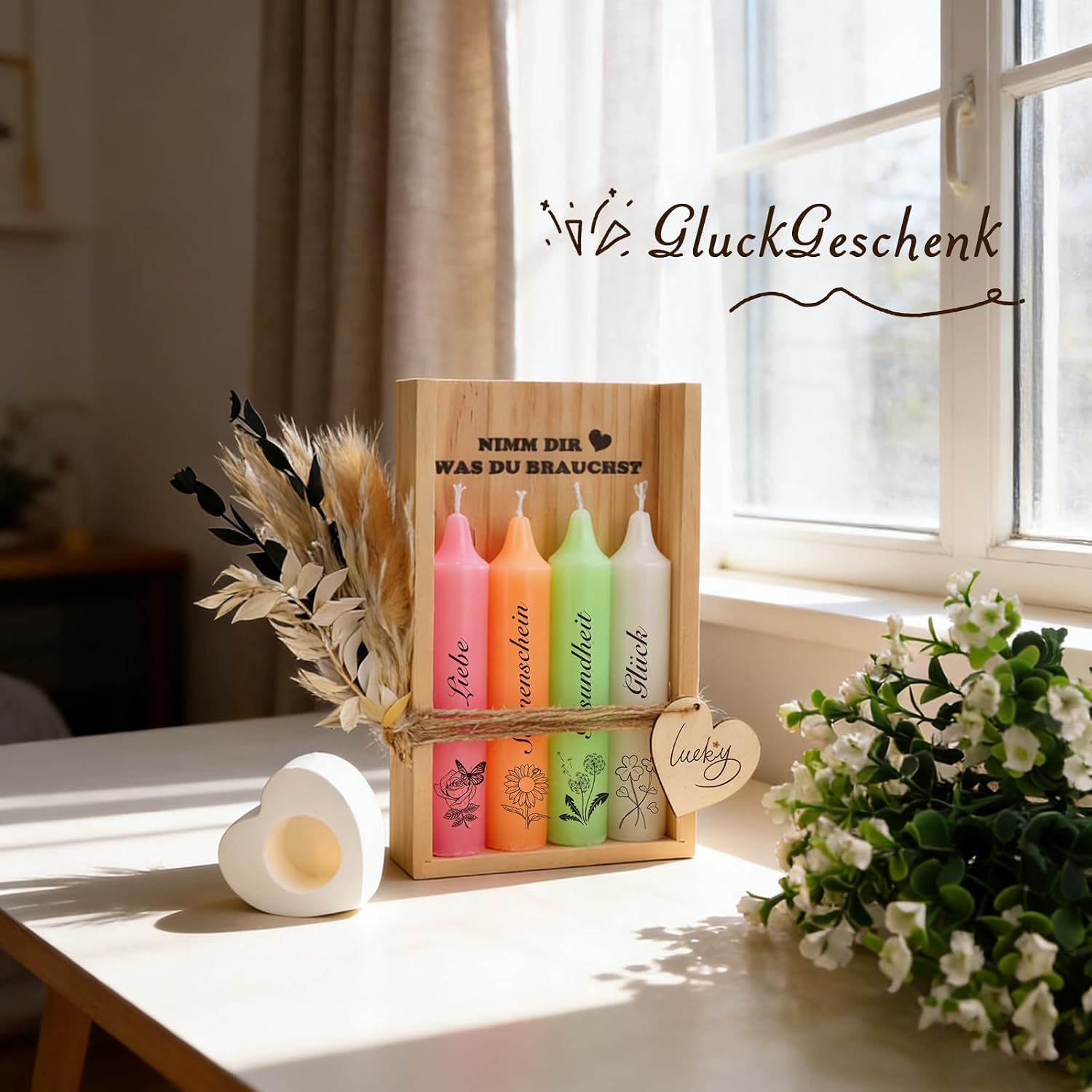 Gifts for Women, Candle Gift for Girlfriend, Best Friends, Candle Set with Candle Holder, Wooden Box, Dry Flowers for Mother, Sister, Grandma, Birthday Gift for Girls (Candle Gift Box-1) – Bild 5