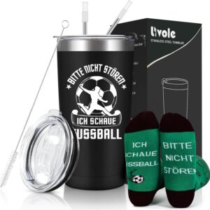 Livole Football Gifts for Dad, Men, Boys, Him - Please Do Not Disturb, I Look Football - Football Gifts Father's Day, Football Socks Funny, Football Lovers, 600 ml Stainless Steel Wine Cup