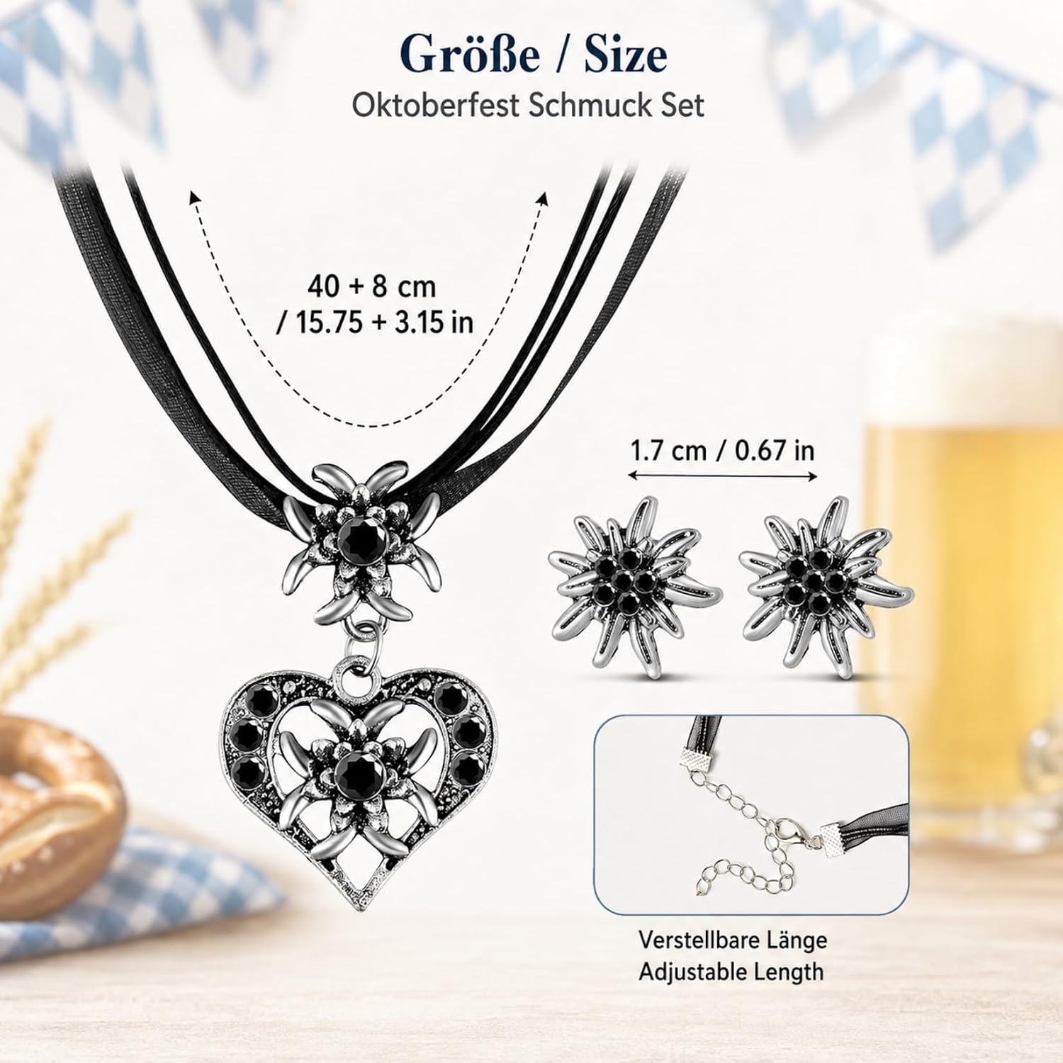 Costume Jewellery Set of 3 Edelweiss Dirndl Jewellery – Bild 2