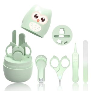 Baby Care Set With Baby Nail Scissors, For Fingernails And Toenails, With Nail Clippers, Nail Scissors, Nail File and Tweezers For Children And Newborns In Sweet Owl Gift Packaging (B)